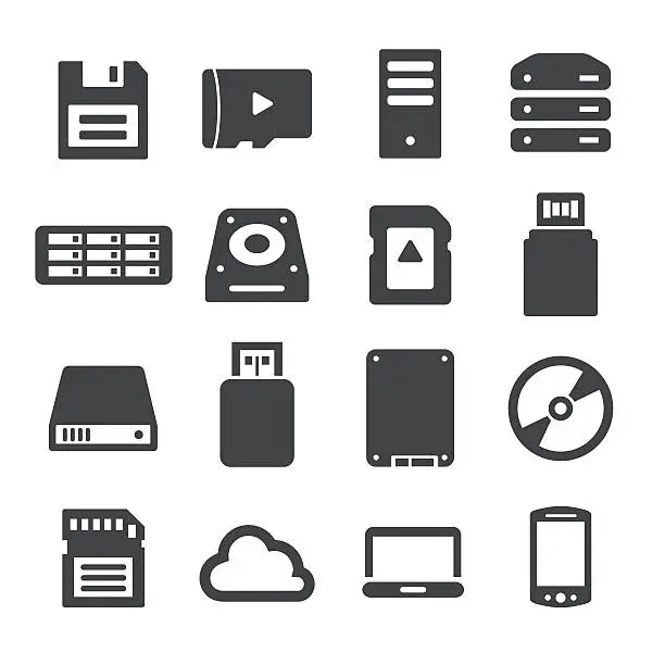 Vector illustration of Storage and Memory Icons - Acme Series