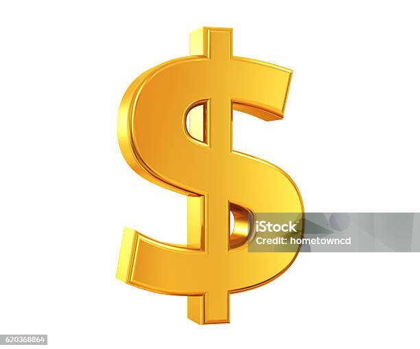 Gold Us Dollar Symbol Stock Photo - Download Image Now - Dollar Sign, Stereoscopic Image, Three Dimensional