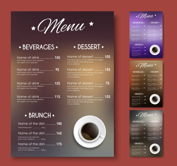 istock Templates coffee menu of different colors with blurred backgroun 620372650