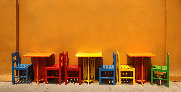 istock Colourful table & chairs, Cartagena, Colombia. 620374788