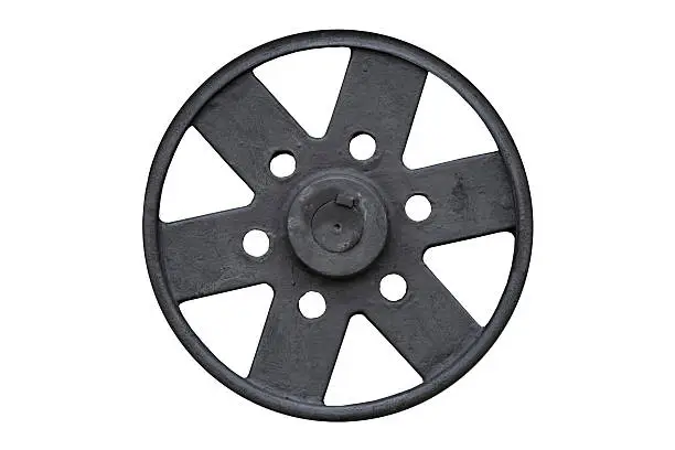 black steel wheel isolated on white background