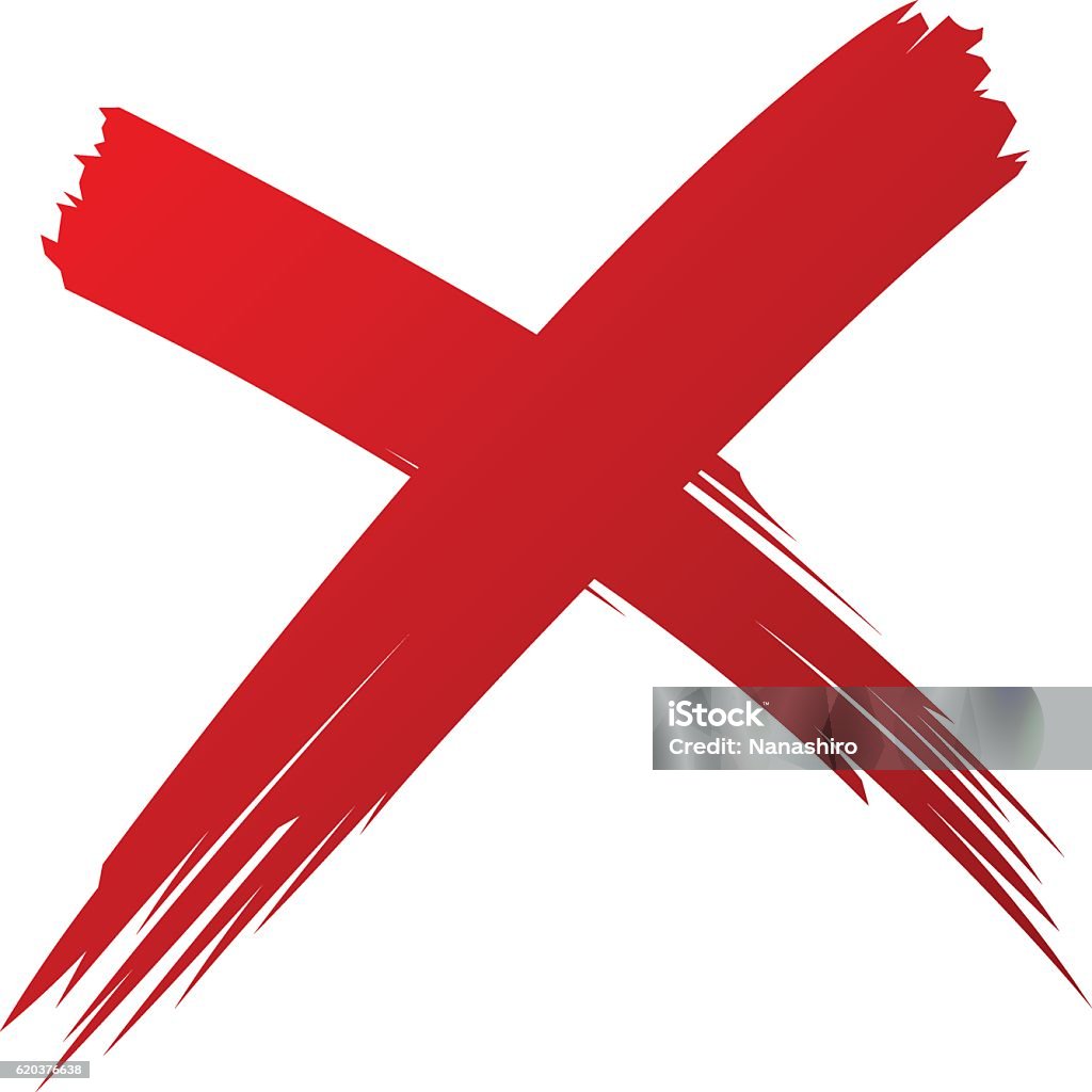 X Red handwritten brush isolated X Red handwritten brush isolated vector eps10 Cross Shape stock vector