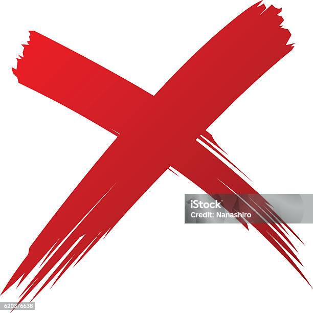 X Red Handwritten Brush Isolated Stock Illustration - Download Image Now - Cross Shape, Letter X, Red