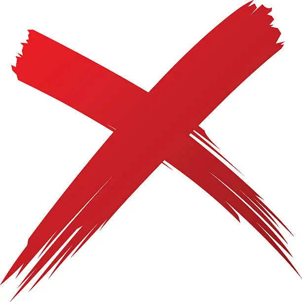 Vector illustration of X Red handwritten brush isolated