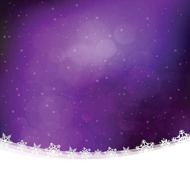 istock Christmas background with purple lilac snowing winter sky and landscape 620379744