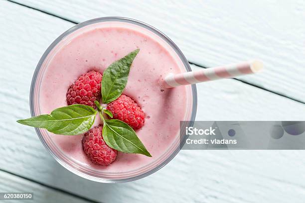 Raspberry Refreshment Stock Photo - Download Image Now - Smoothie, Milkshake, Raspberry
