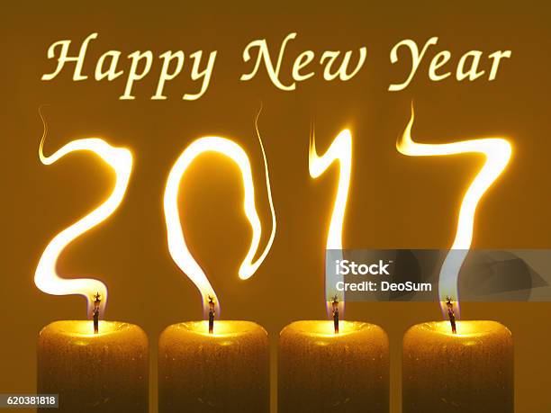 Happy New Year 2017 Stock Photo - Download Image Now - 2017, Calendar Date, Candle