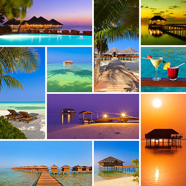 Collage of Maldives beach images (my photos) Collage of Maldives beach images (my photos) - nature and travel background (my photos) maldivian culture stock pictures, royalty-free photos & images