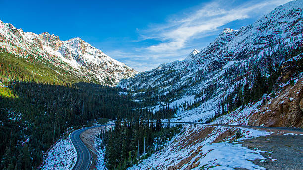 istock The track in the snowy mountains. 620389422