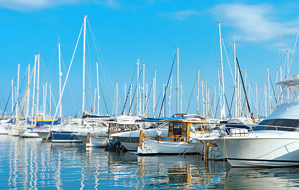 istock Many yachts and boats in the harbor. 620392984