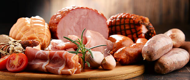 Meat products including ham and sausages