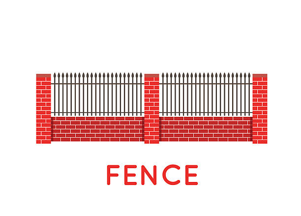 istock Vector fence illustration. Farm fence. Fence with border. Buildi 620397322