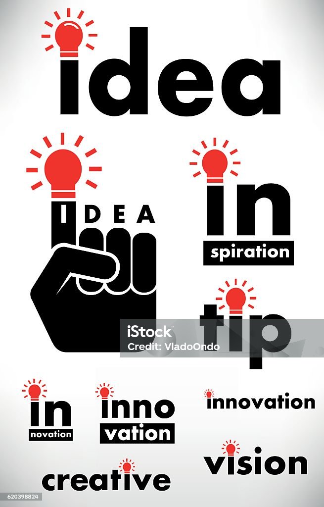 Invent Vision Concept Of Idea Vision Innovation With Red Light Bulb Stock ...