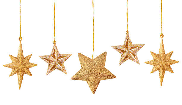 Christmas decoration on white. Set of gold stars isolated on white background. christmas decoration stock pictures, royalty-free photos & images