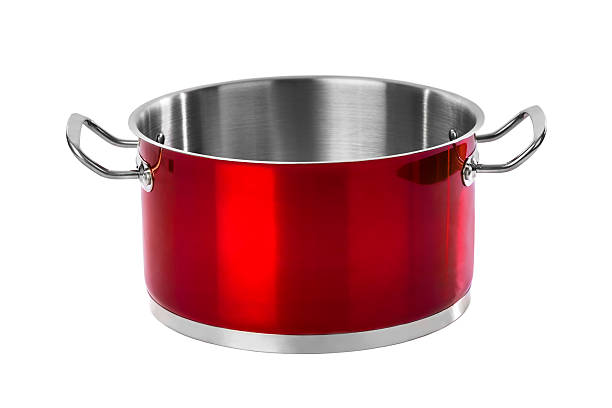 Red steel pan Red steel pan isolated on white background cooking pan photos stock pictures, royalty-free photos & images