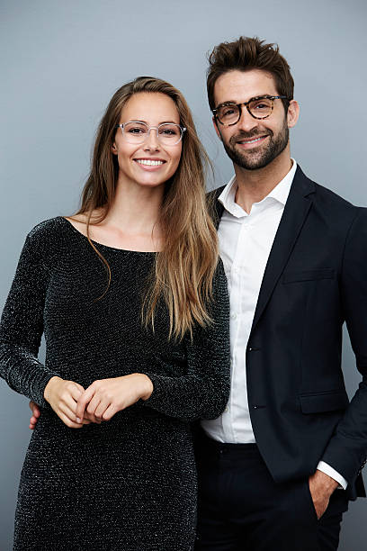 istock Beautiful couple in glasses, portrait 620402592