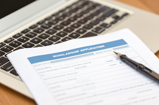 Scholarship Application Form on Desk