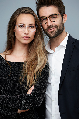 Stunning couple in spectacles, portrait