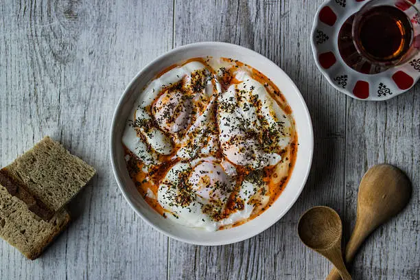 Photo of Cilbir / Poached Egg in Yogurt with Spicy Frothed Butter.
