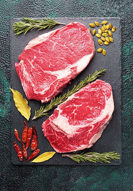 istock Piece of raw meat beef top view 620411306