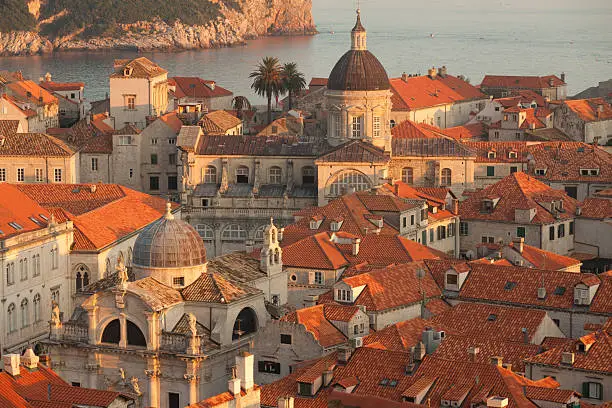 Dubrovnik beautiful Old Town at sunset, Croatia