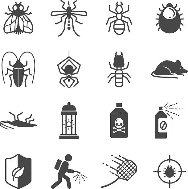 Vector illustration of Insects and Pest control icons