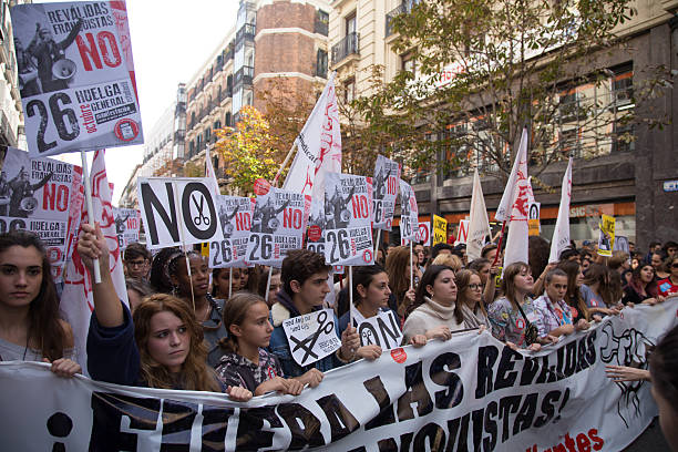 Protest of education in madrid stock photo