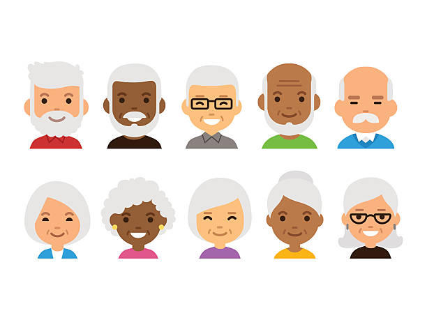 ilustrações de stock, clip art, desenhos animados e ícones de old people avatars - ilustrações de idosos