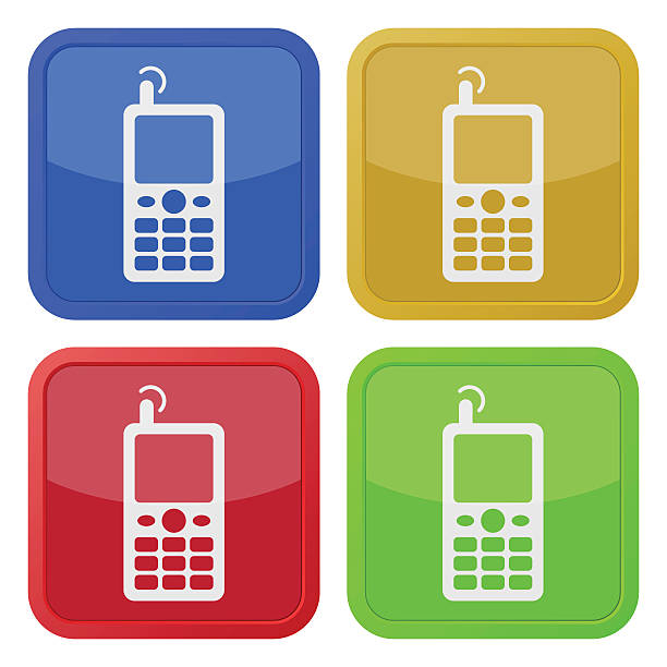 4つの正方形の色のアイコン、古い携帯電話 - old mobile phone telephone obsolete点のイラスト素材／クリップアート素材／マンガ素材／アイコン素材