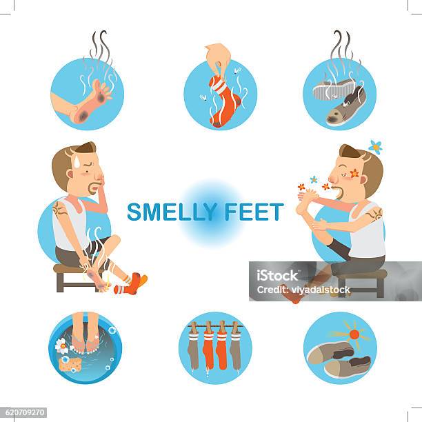 Smelly Feet Stock Illustration - Download Image Now - Unpleasant Smell, Sock, Smelling