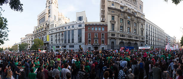 Protest of education in madrid stock photo