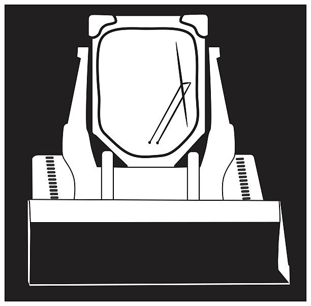 czarno-biała ładowarka poślizgowa - loading earth mover skidding construction equipment stock illustrations