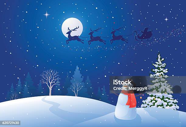 Snowy Christmas Stock Illustration - Download Image Now - Christmas, Drawing - Art Product, Non-Urban Scene