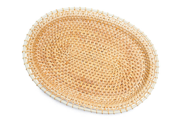 istock Craft. Top view of wicker tray, isolated on white 620721536