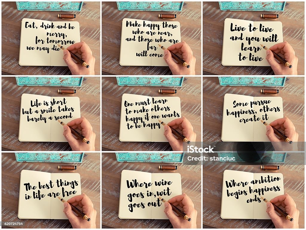 Photo Collage Of Handwritten Quotes On Notebook Stock Photo - Download  Image Now - Quotation - Text, Women, Adult - iStock