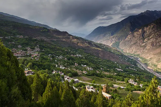 Photo of Danba Tibetan Villages at blue sky in sunshine day