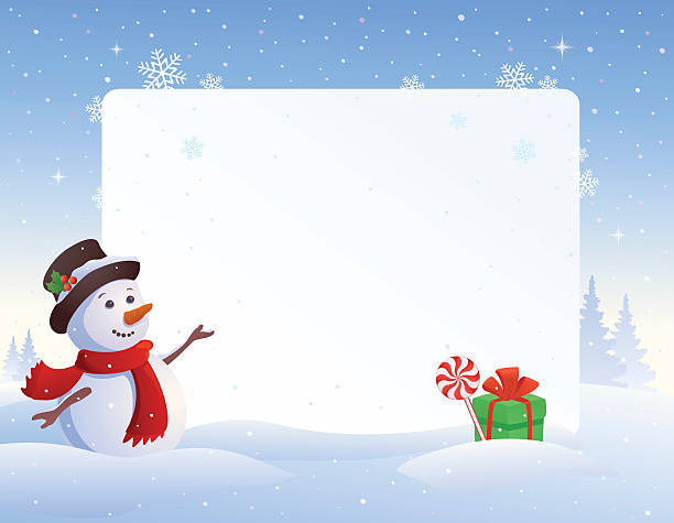 Snowman frame Vector illustration of a snowman with a blank frame background. snowman stock illustrations