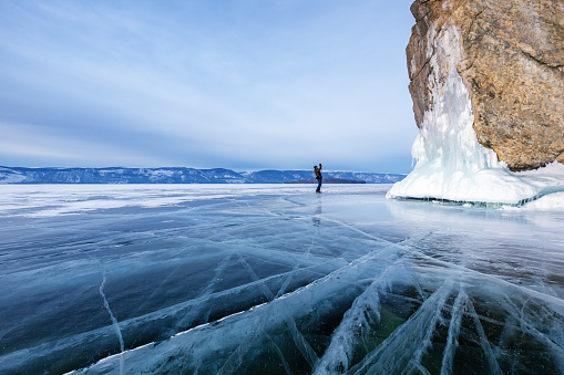 The ice of Lake Baikal