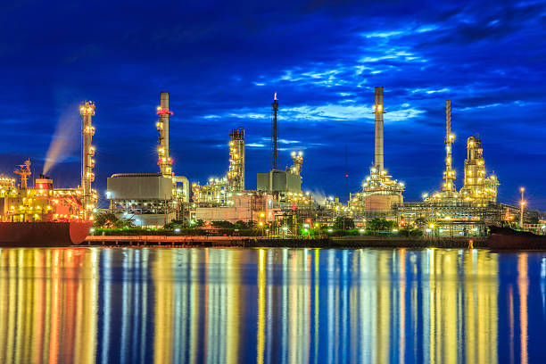 istock Oil refinery along the river at Dusk (Bangkok, Thailand) 620729890