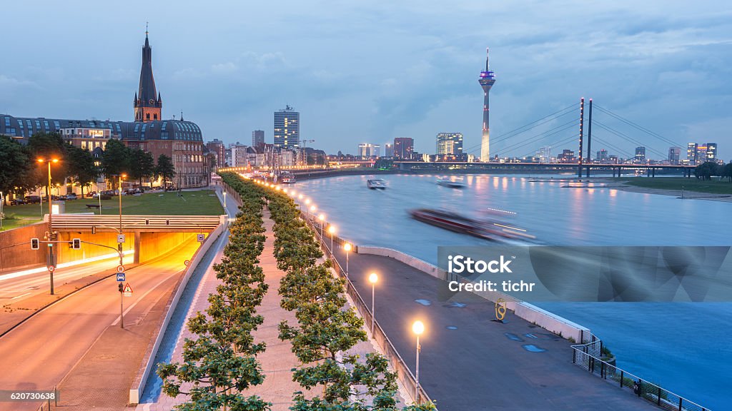 Dusseldorf, Germany View of the Skyline of Dusseldorf and the Rhine River Düsseldorf Stock Photo