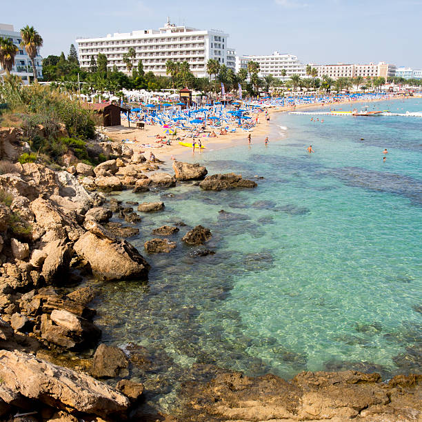 istock Stone cliff in a beautiful blue sea Cyprus 620730690