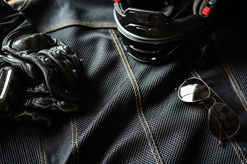 Outfit of Biker and accessories, Ready to ride