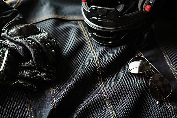 Outfit of Biker and accessories stock photo