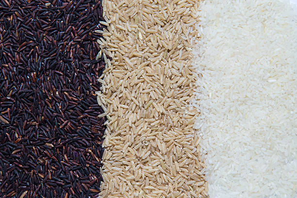 istock Rice berry, brown rice, white (jasmine) rice for background 620731954