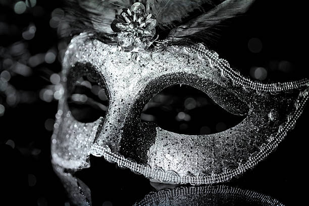 masquerade venitian carnival mask, female theatrical feathers - venitian imagens e fotografias de stock