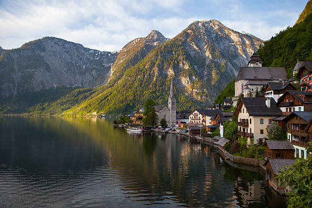 istock Scenic panoramic picture-postcard view of famous Hallstatt mount 620736946