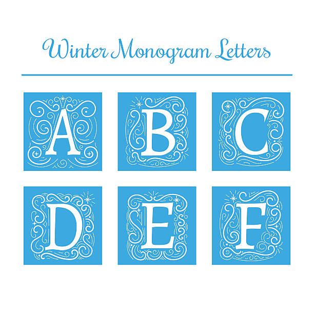 ilustrações, clipart, desenhos animados e ícones de letras iniciais de inverno vetor a, b, c, d, e, f - letter c initial alphabet alphabetical order