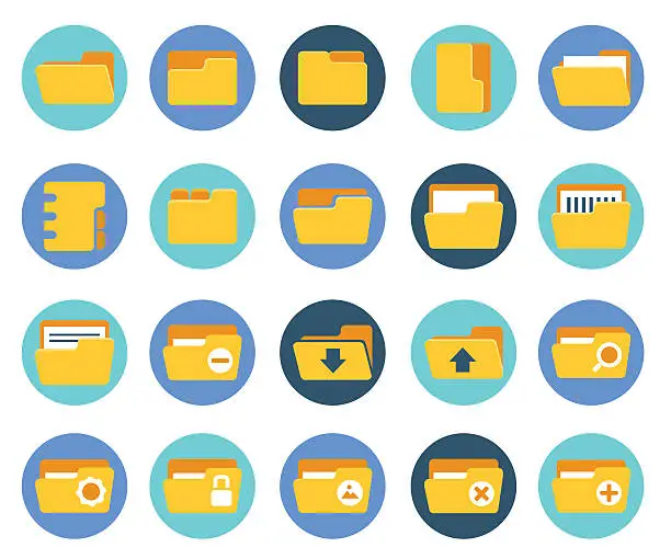 Vector illustration of Folder icon set