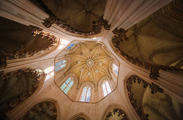 Batalha Monastery in Portugal Star vault in the Monastery of Batalha, one of the most important Gothic sites in Portugal. batalha abbey photos stock pictures, royalty-free photos & images