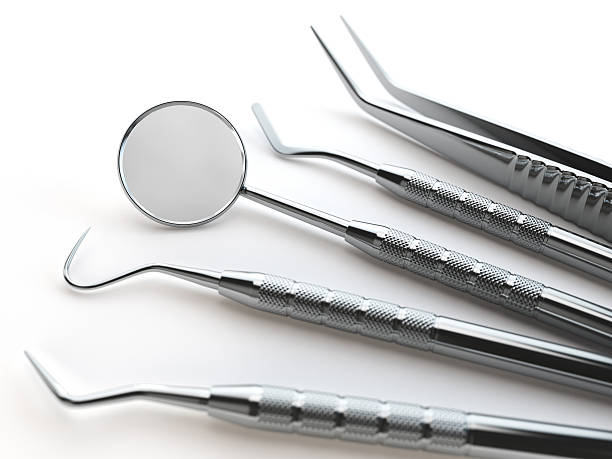 istock Dental tools set for teeth dental care isolated on white. 620956056